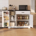 Coffee Bar, Lofka 42" Kitchen Storage Cabinet, Sideboard Buffet Cabinet with 8 Shelves, 1 Drawer