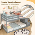 Twin Over Twin Bunk Bed with Storage Stairs, Solid Wood Floor Bunk Bed with Full-Length Guardrails, Low Bunk Bed with for Kids Teens Adults