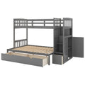 AECOJOY Twin over Full/Twin Convertible Bunk Bed with Storage Shelves and Drawers, Grey
