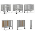 Dream on Me Jett Non - Full Size Folding Crib I Removable Wheels I Modern Nursey I Adjustable Mattress Support I Patent Folding System I Included 2.5 Mattress in Pebble Gray