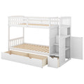 AECOJOY Twin over Full/Twin Convertible Bunk Bed with Storage Shelves and Drawers, Grey