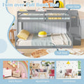 Twin Over Full Bunk Bed with Storage Stairs, Solid Wood Floor Bunk Bed with Full-Length Guardrails, Low Bunk Bed with for Kids Teens Adults