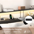 LED Full Bed Frame with Storage Headboard & 4 Drawers, Industrial Metal Platform Bed with Power Charging Station & USB Ports
