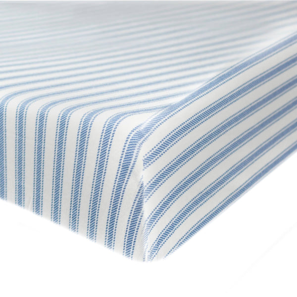 Honest Baby Organic Cotton Fitted Crib Sheet - Blue Ticking Stripe