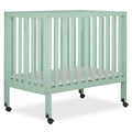 Dream on Me Jett Non - Full Size Folding Crib I Removable Wheels I Modern Nursey I Adjustable Mattress Support I Patent Folding System I Included 2.5 Mattress in Pebble Gray