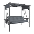 AECOJOY 2-in-1 Convertible Porch Swing Bed 3 Seat, Outdoor Patio Metal Pergola Swing