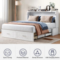 ZAFLY Murphy Bed with Trifold Foam Mattress, Cabinet Bed Has USB Charging Station, Convertible Bed with Storage Platform, Cabinet Chest Bed with Large Drawers for Living Room/Bedroom (Grey)