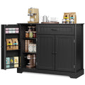 Coffee Bar, Lofka 42" Kitchen Storage Cabinet, Sideboard Buffet Cabinet with 8 Shelves, 1 Drawer
