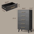 Bedroom Furniture Set - Includes Queen Bed Frame, Nightstands Set of 2, 5 - Drawer Dresser & Double Wide 6 - Drawer Dresser - Modern Storage Solution for Stylish Home Decor, Black