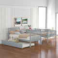 AECOJOY Twin Over Twin Bunk Bed with Trundle and Storage, Solid Pine Wood White