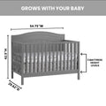 Oxford Baby North Bay 4 - in - 1 Convertible Crib, Snow White, GREENGUARD Gold Certified, Wooden Crib