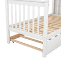 AECOJOY Twin Over Twin Bunk Bed with Trundle and Storage, Solid Pine Wood White