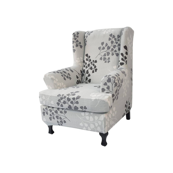 NILUOH Wing Chair Slipcovers 2 Pieces Stretch Spandex Wingback Chair Covers Sofa Slipcover Printing Wingback Armchair Slipcovers Furniture Protector