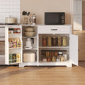 Coffee Bar, Lofka 42" Kitchen Storage Cabinet, Sideboard Buffet Cabinet with 8 Shelves, 1 Drawer