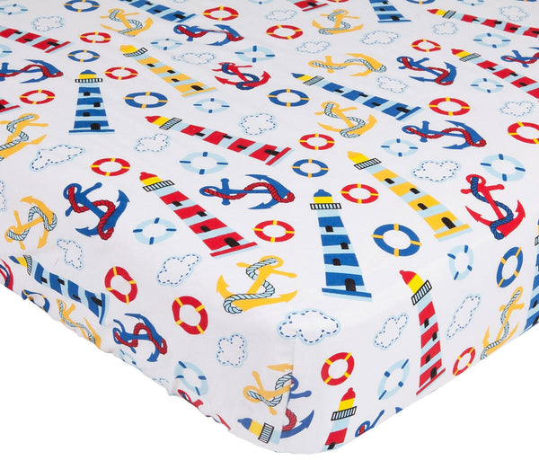 Mellanni Toddler 3 Piece Set Light-House - Includes Fitted Sheet, 2 Pillowcases Standard and Toddler - Fits Baby Crib Too - Super Soft Kids Bedding