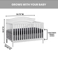 Oxford Baby North Bay 4 - in - 1 Convertible Crib, Snow White, GREENGUARD Gold Certified, Wooden Crib