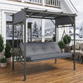 AECOJOY 2-in-1 Convertible Porch Swing Bed 3 Seat, Outdoor Patio Metal Pergola Swing