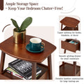 AECOJOY Nightstand with Drawer and Storage Shelf, Bamboo Bed Side Table