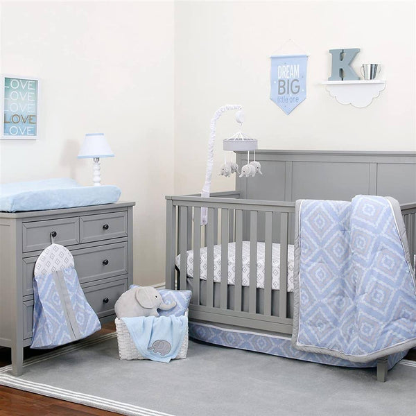 NoJo Dreamer 8 Piece Crib Bedding Set - Color Blue