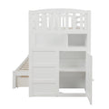 AECOJOY Twin over Full/Twin Convertible Bunk Bed with Storage Shelves and Drawers, Grey