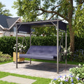 AECOJOY 2-in-1 Convertible Porch Swing Bed 3 Seat, Outdoor Patio Metal Pergola Swing