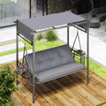 AECOJOY 2-in-1 Convertible Porch Swing Bed 3 Seat, Outdoor Patio Metal Pergola Swing