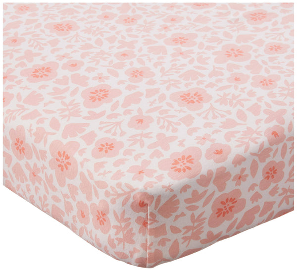 Organic Cotton Fitted Crib Sheet Peach Skin Papercut Floral / Os