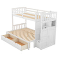 AECOJOY Twin over Full/Twin Convertible Bunk Bed with Storage Shelves and Drawers, Grey
