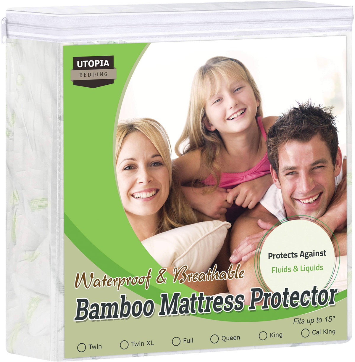 Utopia Bedding Waterproof Bamboo Mattress Protector Hypoallergenic, Twin,