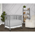 Dream on Me Jett Non - Full Size Folding Crib I Removable Wheels I Modern Nursey I Adjustable Mattress Support I Patent Folding System I Included 2.5 Mattress in Pebble Gray