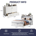 ZAFLY Murphy Bed with Trifold Foam Mattress, Cabinet Bed Has USB Charging Station, Convertible Bed with Storage Platform, Cabinet Chest Bed with Large Drawers for Living Room/Bedroom (Grey)