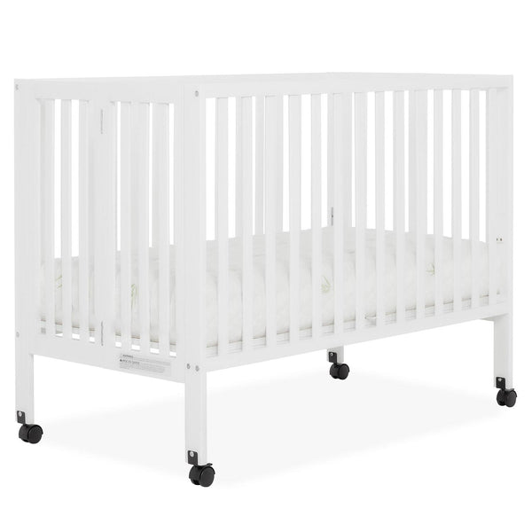 Dream on Me Quinn Full - Size Folding Crib. Removable Wheels. Modern Nursey. Adjustable Mattress Support. Patent Folding System in White