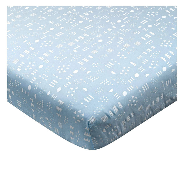 Organic Cotton Fitted Crib Sheet Pattern Play Light Blue / Os