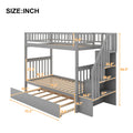 AECOJOY Twin Over Twin Bunk Bed with Trundle and Storage, Solid Pine Wood White