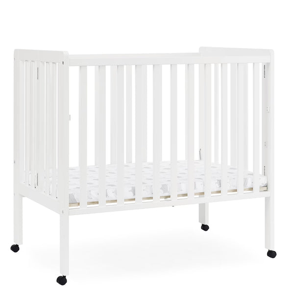 Delta Children Lee Portable Folding Mini Crib with 1.5 - Inch Mattress - Greenguard Gold Certified, Bianca White