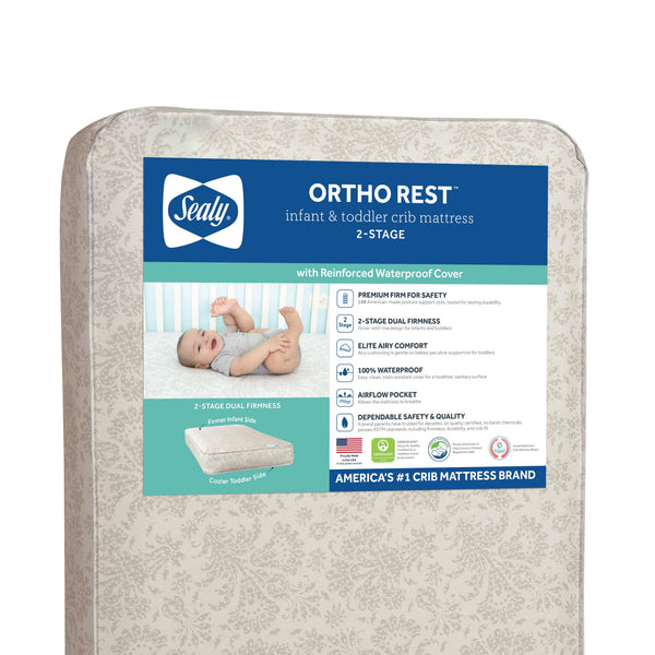 Ortho Rest Premium 2-Stage150 Coil Crib and Toddler Mattress. Gray