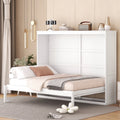 Harper & Bright Designs Full Size Murphy Bed Space - Saving Foldable Wooden Wall Bed with a Shelf for Guest Room Home Office, Gray