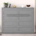 Harper & Bright Designs Full Size Murphy Bed Space - Saving Foldable Wooden Wall Bed with a Shelf for Guest Room Home Office, Gray