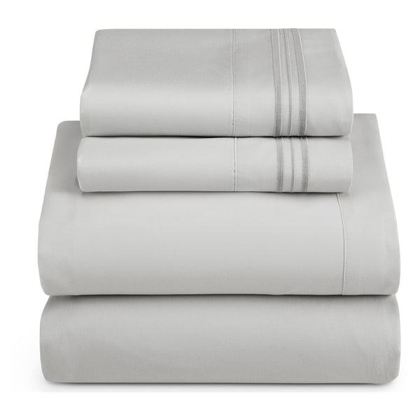 Nestl Bedding Queen 4 Piece Bed Sheet Set Queen Silver Gray Large