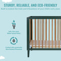 Dream on Me Lucas Mini Modern Crib with Rounded Spindles I Convertible Crib I Mid - Century Meets Modern I Portable Crib