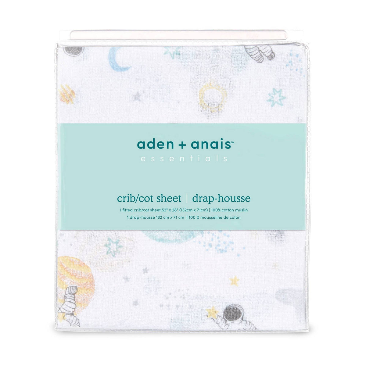 Aden + Anais Essentials Space Muslin Fitted Crib Sheet In Blue