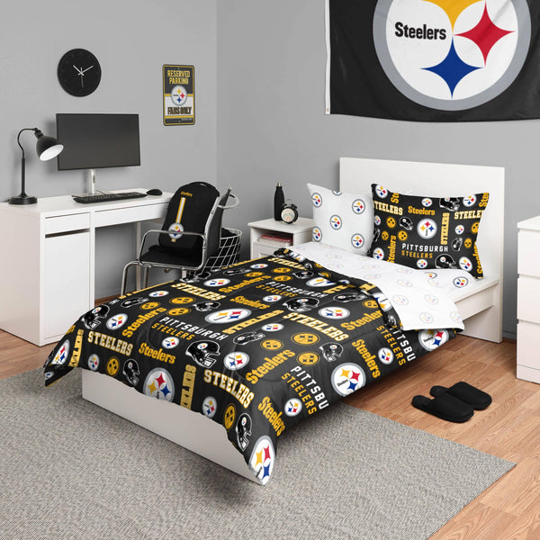 FOCO NFL Team Logo Bed in A Bag Comforter Sheets Pillow Cases Bedding 5-Piece Set