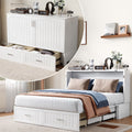 ZAFLY Murphy Bed with Trifold Foam Mattress, Cabinet Bed Has USB Charging Station, Convertible Bed with Storage Platform, Cabinet Chest Bed with Large Drawers for Living Room/Bedroom (Grey)