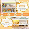 Twin Loft Bed with LED Lights, Wooden House Bed with Roof, Window, Storage Bookshelf, Ladder, Safety Guardrails & Under-Bed Play Space for Kids