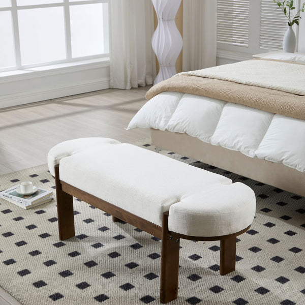 Dayalane 51" Modern Upholstered Bedroom Bench, Linen End of Bed Bench with Wooden Legs for Living Room, Entryway, Hallway Footrest, Beige