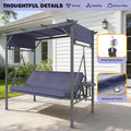 AECOJOY 2-in-1 Convertible Porch Swing Bed 3 Seat, Outdoor Patio Metal Pergola Swing