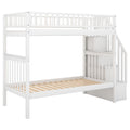 AECOJOY Twin Over Twin Bunk Bed with Trundle and Storage, Solid Pine Wood White