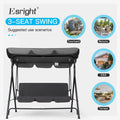 AECOJOY 3-Seat Outdoor Patio Swing Chair, Gray