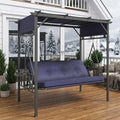 AECOJOY 2-in-1 Convertible Porch Swing Bed 3 Seat, Outdoor Patio Metal Pergola Swing