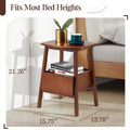 AECOJOY Nightstand with Drawer and Storage Shelf, Bamboo Bed Side Table